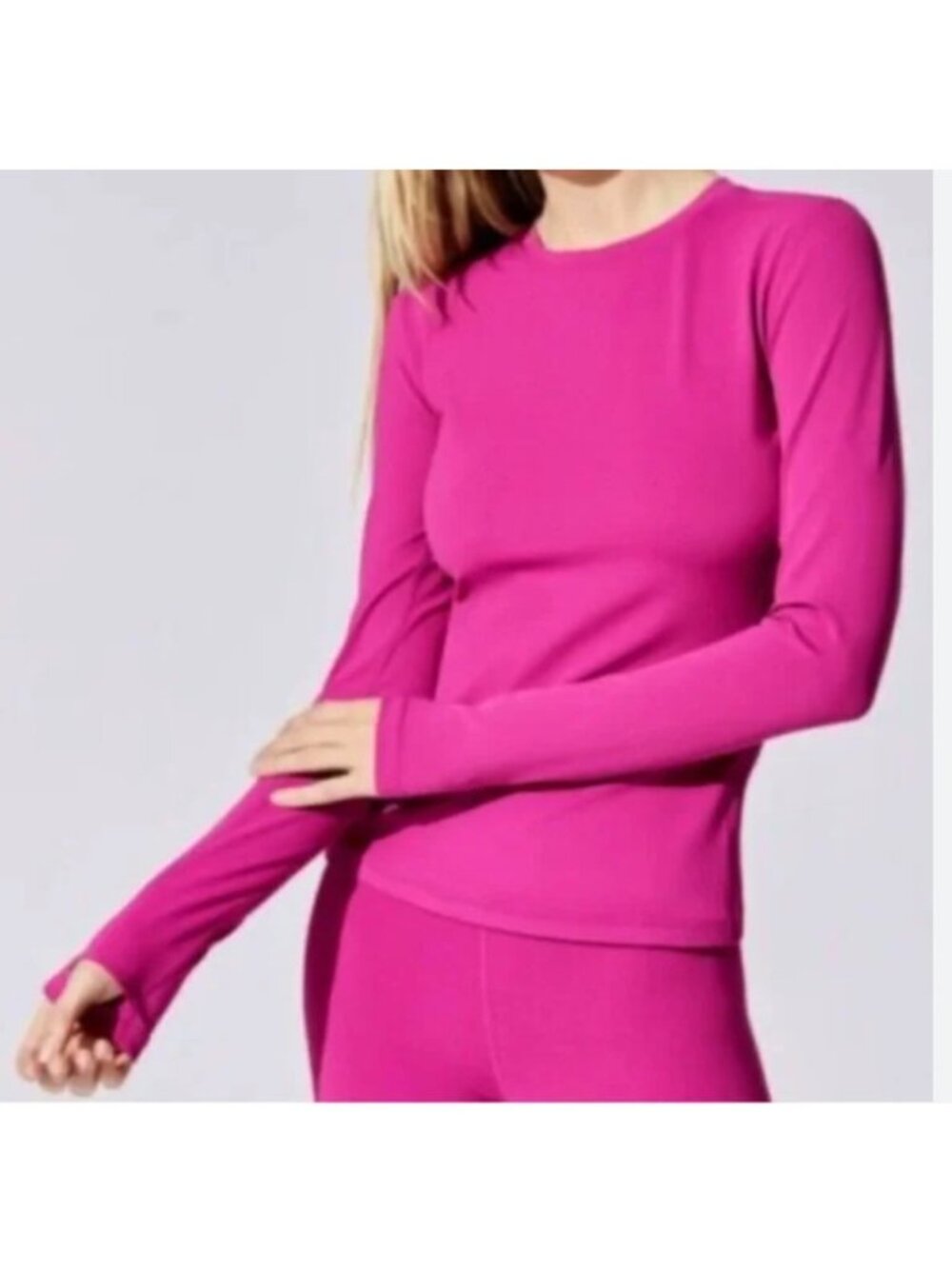 Carbon38 Diamond Compression Long Sleeve Top Womens S Pink Thumbholes